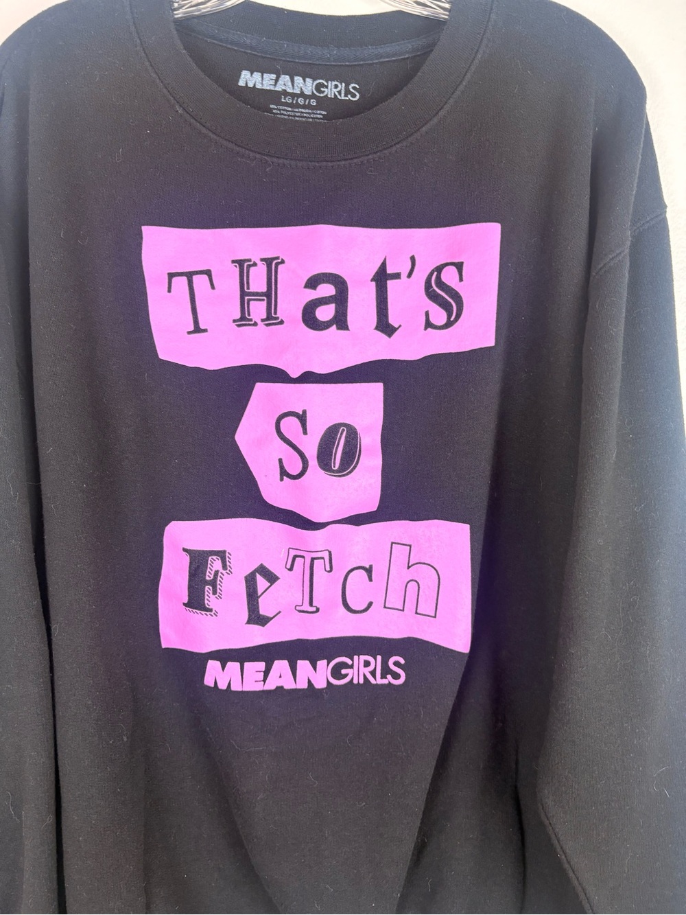 Mean Girls That’s So Fetch Pullover Long Sleeve Sweatershirt in Black/Pink - Picture 2 of 5
